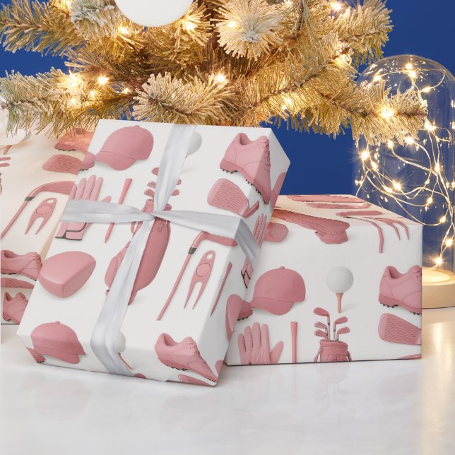 Golf Set Ausrüstung rosa Thema für Lady Golfer Geschenkpapier (Feiertage)