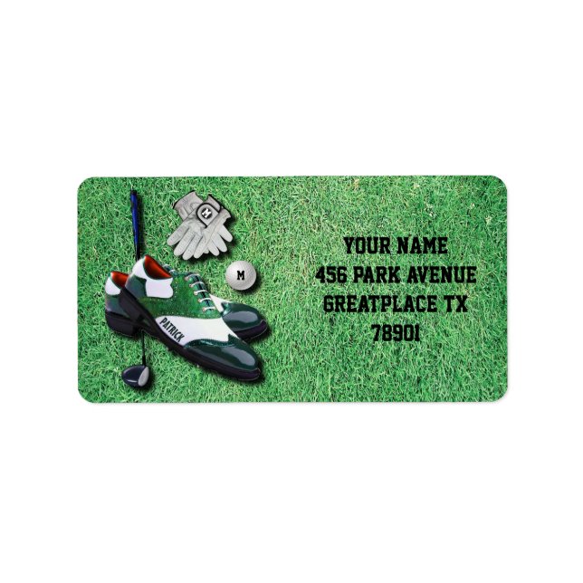 Golf Shows Ball Gloves Club Treiber mit Ihrem Name Adressaufkleber (Vorne)