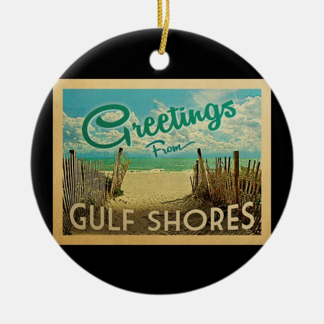 Golf Shows Beach Vintage Travel Keramik Ornament (Vorne)