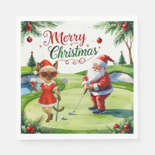 Golf Siamese Cat ist in Weihnachten Golf Course Serviette