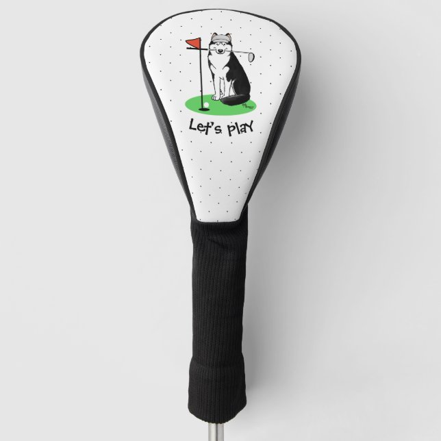 Golf Siberischer Husky (schwarz) Hund Niedliches S Golf Headcover (Vorderseite)