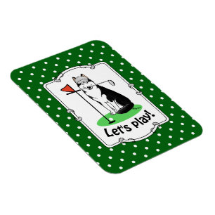 Golf Siberischer Husky (schwarz) Hund Niedliches S Magnet