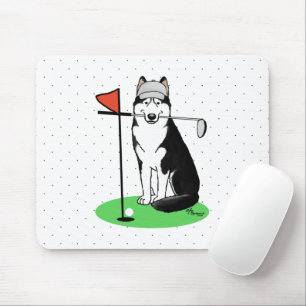 Golf Siberischer Husky (schwarz) Hund Niedliches S Mousepad