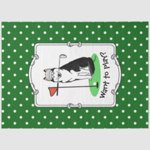 Golf Siberischer Husky (schwarz) Hund Niedliches S Seidenpapier