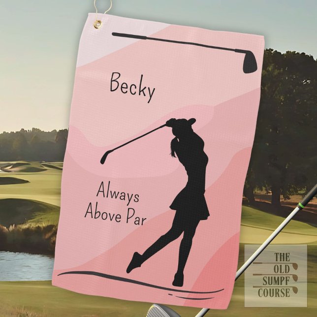 Golf Silhouette, Female, Name, On Red Golfhandtuch (Von Creator hochgeladen)