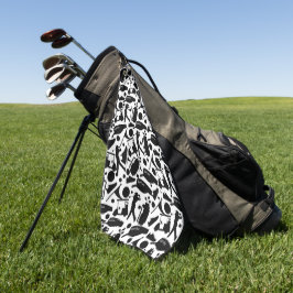 Golf Silhouette Muster Classic Black & White Golfhandtuch
