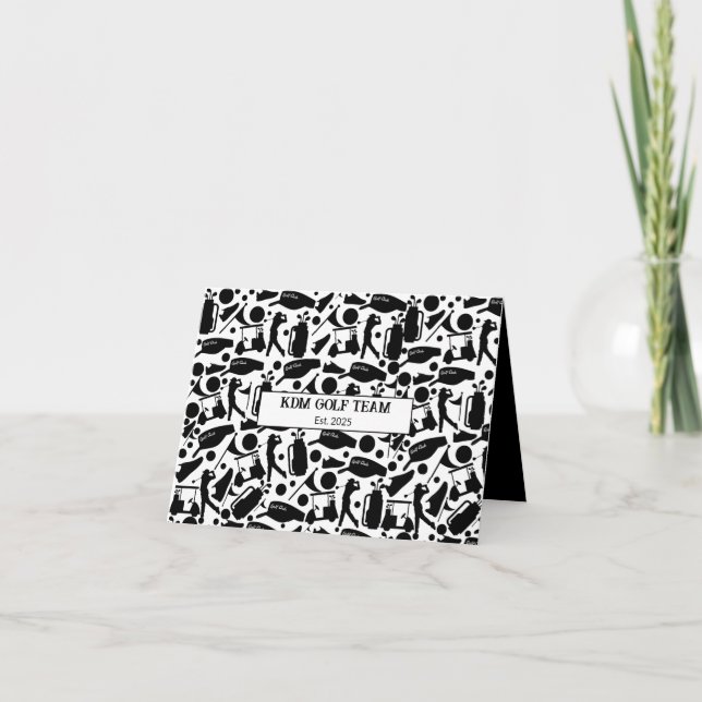 Golf Silhouette Muster Classic Black & White Karte (Vorderseite)