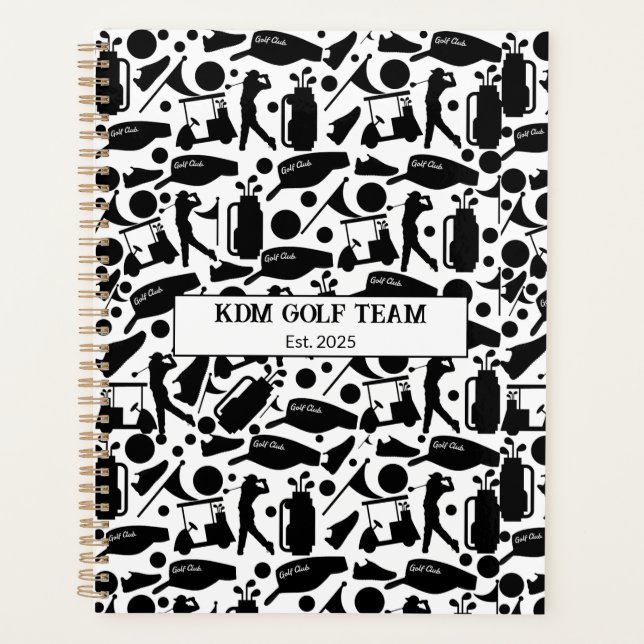 Golf Silhouette Muster Classic Black & White Planer (Vorderseite)