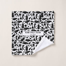 Golf Silhouette Muster Classic Black & White Waschlappen