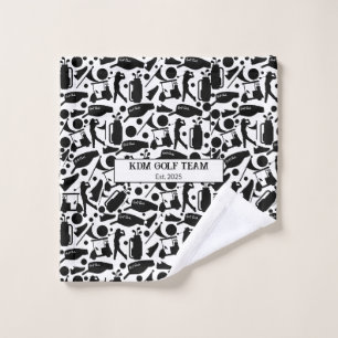 Golf Silhouette Muster Classic Black & White Waschlappen