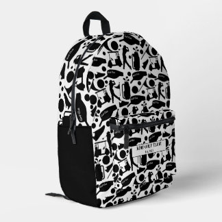 Golf Silhouette Pattern Classic Black & White Bedruckter Rucksack
