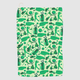 Golf Silhouette Pattern Classic cool green Golfhandtuch
