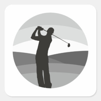 Golf-Silhouette Quadratischer Aufkleber