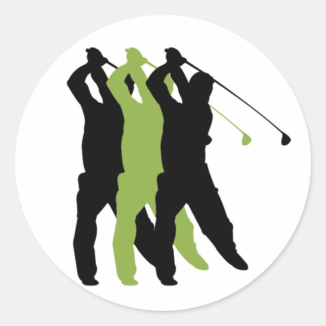 Golf-Silhouette Runder Aufkleber (Vorderseite)