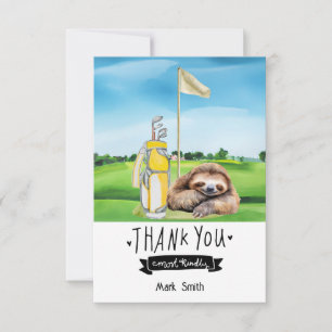 Golf Sloth Golfer auf grünem Gras Dankeskarte
