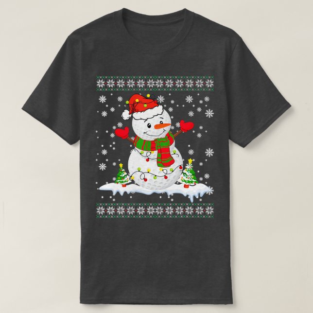 Golf Snowman Christmas Pajama Ugly T-Shirt Sport B (Design vorne)