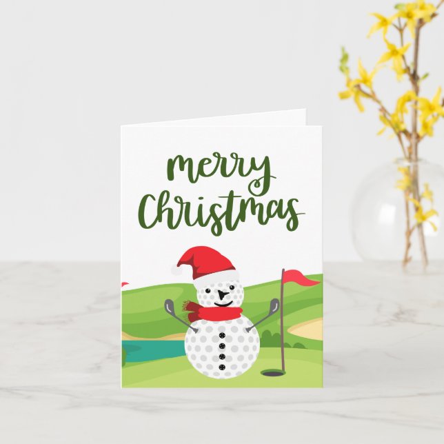 Golf Snowman für Golfer Frohe Weihnachten Karte (Gelbe Blume)