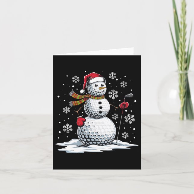 Golf Snowman Golf Player Weihnachtsmannmütze Weihn Karte (Vorderseite)