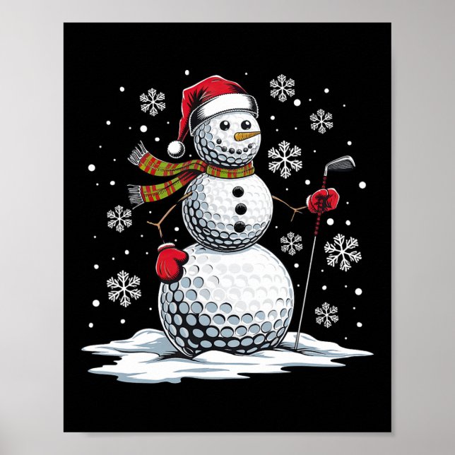 Golf Snowman Golf Player Weihnachtsmannmütze Weihn Poster (Vorne)