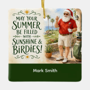 Golf Sommer Santa Golfer Weihnachtsgrüße Keramikornament