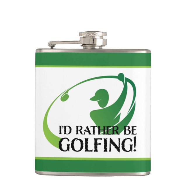 Golf Spaß Ich würde lieber Golfer Funny Mens Golfs Flachmann (Vorderseite)