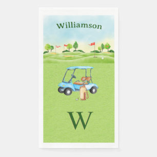 Golf-Spaßkurs-Wagen-Monogramm-Name   Serviette