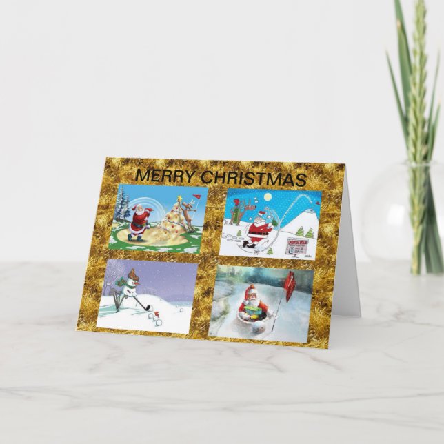 Golf spielende Sankt-Weihnachtskarte Feiertagskarte (Vorderseite)