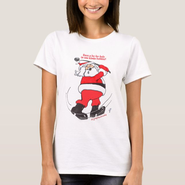 Golf spielende Weihnachtsgeschenke Sankt T-Shirt (Vorderseite)