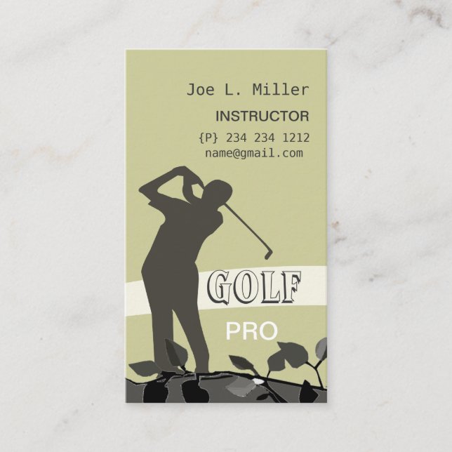 Golf spielender Mann mit Visitenkarte (Vorderseite)
