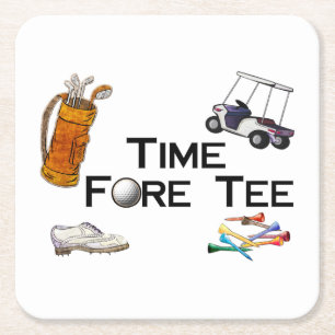 Golf spielendes Zeit-VorderT-Shirt Rechteckiger Pappuntersetzer