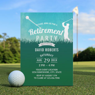 Golf Sport Rentirement Partys Watercolor Blue Sky Einladung
