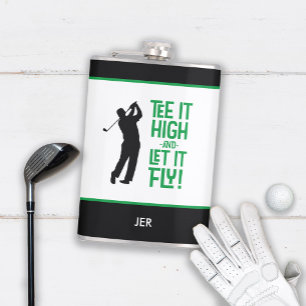 Golf Sports Niedlich Humor Tee Zitat Schwarz Grün  Flachmann
