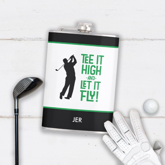Golf Sports Niedlich Spaß T-Shirt Zitat Black Gree Flachmann (Golf Sports Cute Humor Tee Quote Black Green 8 oz Flask)