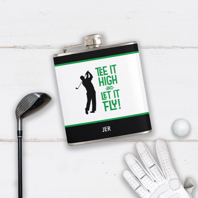 Golf Sports Niedlich Spaß T-Shirt Zitat Black Gree Flachmann (Golf Sports Cute Humor Tee Quote Black Green 6 oz Flask For Him)