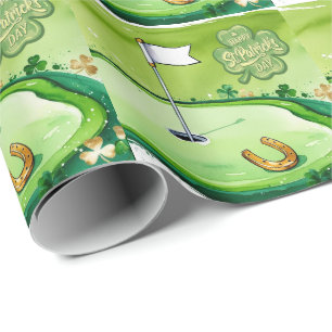 Golf St. Patrick's Day für Golfer Aquarell Geschenkpapier