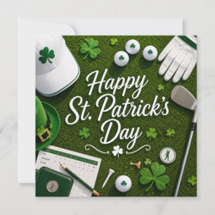 Golf St. Patrick's Day mit Golfball für Golfer Feiertagskarte