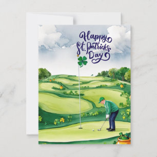 Golf St. Patrick's Day Watercolor Feiertagskarte