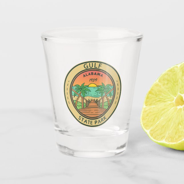 Golf Staat Park Alabama Circle Abzeichen Schnapsglas (Vorderseite)