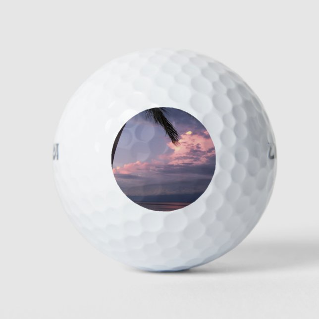 Golf Sunset mit lila Wolken Golfball (Vorderseite)