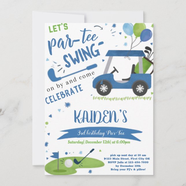 Golf Swing Diverse Birthday Invitation Card (Devant)
