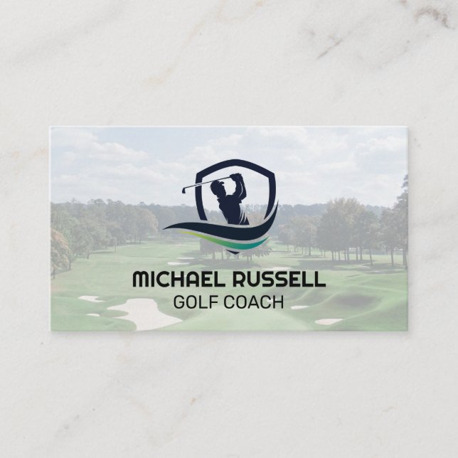 Golf Swing Logo | Jägergrün Visitenkarte (Vorderseite)