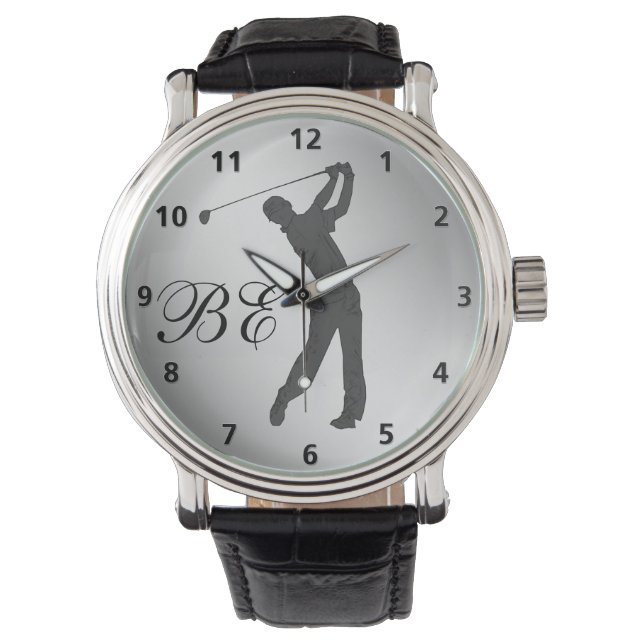 Golf Swinger Anpassbare Monogramm Armbanduhr (Vorderseite)