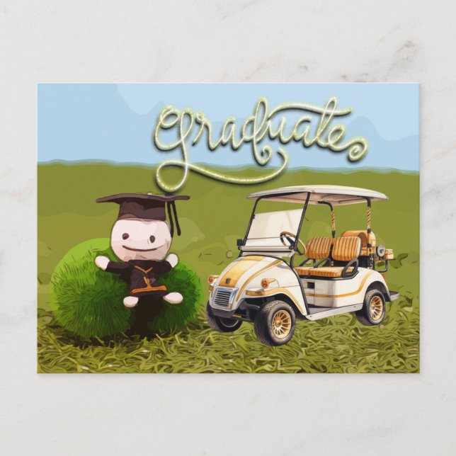 Golf Swinging in Success Abschluss Glückwunsch Postkarte (Vorderseite)