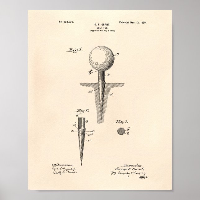 Golf T-Shirt 1899 Patentart - Alter Peper Poster (Vorne)