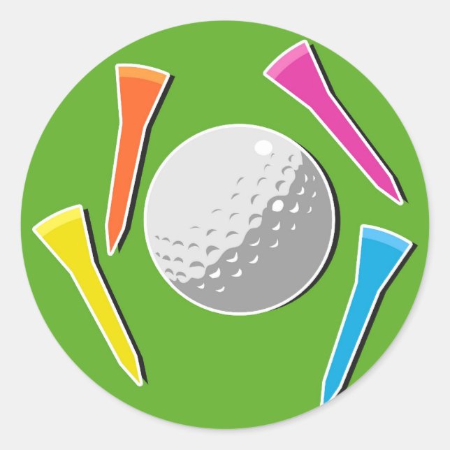 Golf T-Shirts Runder Aufkleber (Vorderseite)