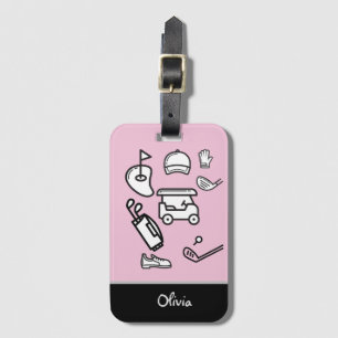 Golf-Taschenkarton mit Schlagzettel auf rosa Paste Gepäckanhänger