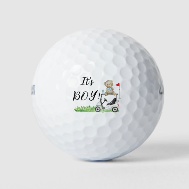 Golf Teddy Bear It's Boy for Baby Shower Golfball (Vorderseite)