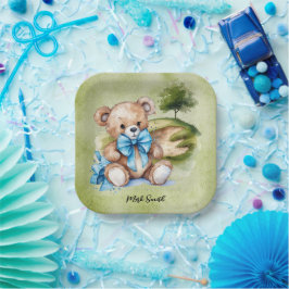 Golf Teddy Bear It's Boy for Baby Shower Pappteller