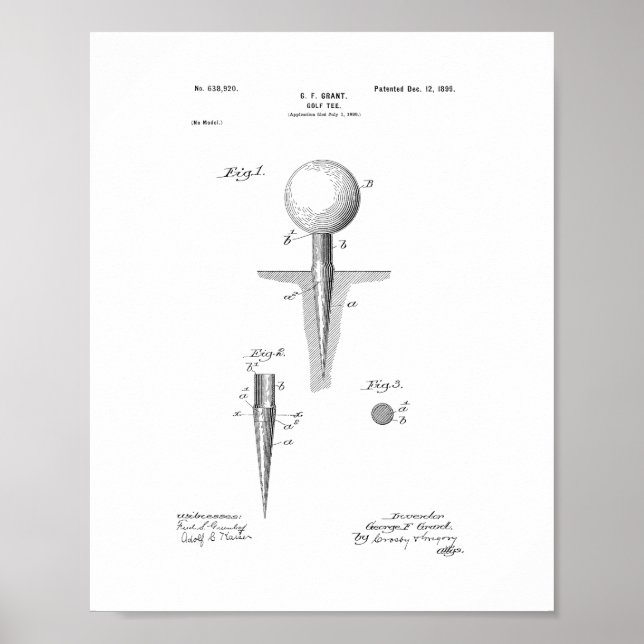 Golf-Tee-Patent Poster (Vorne)