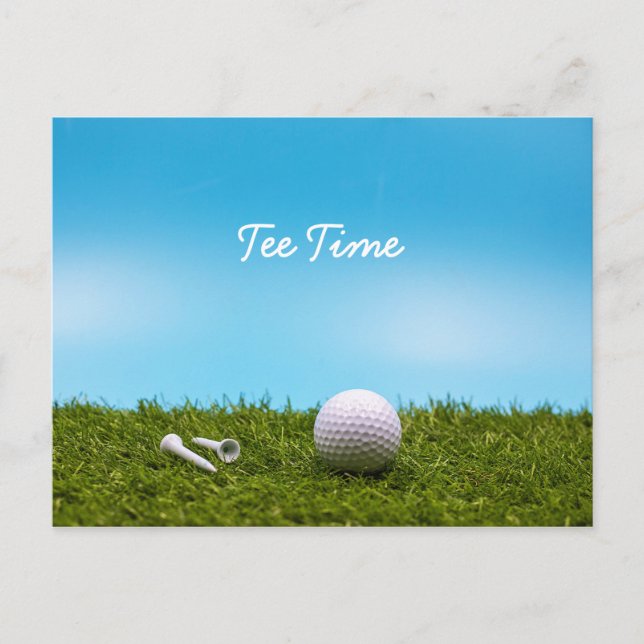 Golf Tee Time Golf Bälle auf blauem Himmel Hinterg Postkarte (Vorderseite)